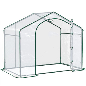 Outsunny Serra per Orto da Giardino con Ingresso a Zip e Presa d'Aria Superiore, in Plastica e Acciaio, 180x100x152 cm, Trasparente   Aosom Italy