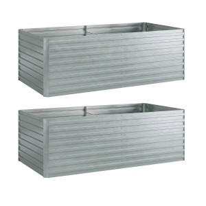 Outsunny Set di 2 Aiuole Rialzate in Metallo Galvanizzato con Bordo Sicuro, Fioriera Elevata per Verdure, Argento   Aosom Italy