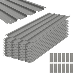 Outsunny Set 12 Pannelli di Ricambio 129x45 cm per Casette da Giardino in Acciaio Zincato Grigio   Aosom Italy