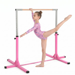 Homcom Sbarra per Ginnastica Artistica Sbarra Danza Classica Panche e attrezzi Rosa e grigio 197L x 121P x 92-150Acm  Acciaio, Legno di faggio  Aosom