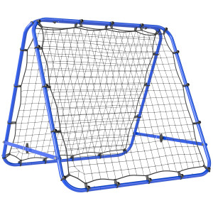 Homcom Rete da Calcio Rebounder Pieghevole con Angolo Regolabile e Picchetti, 100x95x90 cm, Blu Aosom