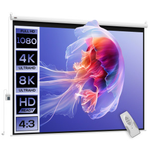 Homcom Schermo per Proiezione teli per proiettori Motorizzato 84 Pollici con Supporto Design Senza Rughe Formato Telo Retroproiezione Home Cinema