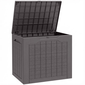 Outsunny Baule da Giardino con Maniglie, Contenitore Porta Attrezzi Impermeabile, 56x41x50 cm, Marrone   Aosom Italy
