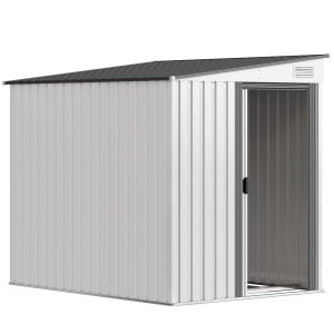 Outsunny Casetta da Giardino in Acciaio con 2 Porte Scorrevoli, 4 Prese d'Aria, 213x130x185cm, Grigio Scuro Aosom