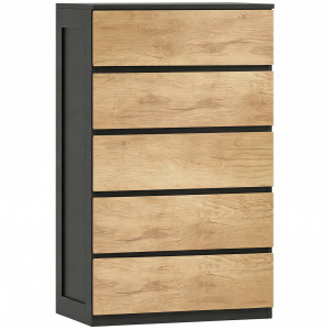 Homcom Cassettiera 5 Cassetti in Legno con Guide in Metallo e Maniglie Scanalate, 60x39x100 cm   Aosom Italy