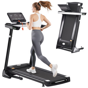 Homcom Tapis Roulant Elettrico Pieghevole Salvaspazio, Tapis Roulant Professionle con 12 Programmi Preimpostati e Schermo Nero Aosom