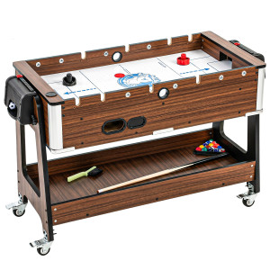 Sportnow Tavolo 3 In 1: Air Hockey, Biliardo, Calcio Balilla, Ruote Bloccabili, Ripiano   Aosom Italy