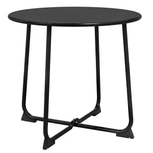 Outsunny Tavolino da Caffè da Esterno Rotondo 50 cm, Tavolo in Metallo con Base a X e Piedini Antiscivolo, Nero   Aosom Italy