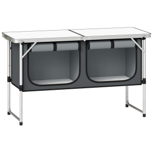 Outsunny Mobile da Campeggio Pieghevole con Armadietto, Argento   Aosom Italy
