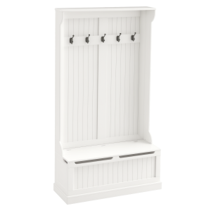 Homcom Appendiabiti da Terra 179.7cm con Panca Porta Scarpe, 5 Ganci, Dispositivo Antiribaltamento, per Ingresso, Crema   Aosom Italy