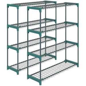 Outsunny Set di 2 Scaffali per Piante a 4 Livelli in Acciaio con Ganci, 90x28x104 cm, Verde   Aosom Italy