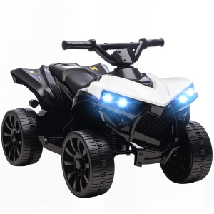 Aiyaplay Quad Elettrico per Bambini ATV con Batteria Ricaricabile 6V, Fari LED e Musica, Età 3-6 Anni, Bianco   Aosom Italy