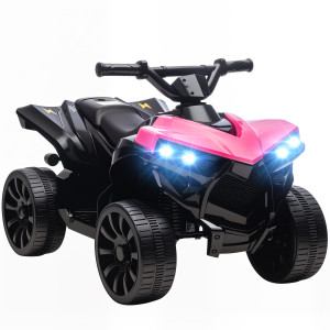 Aiyaplay Quad Elettrico per Bambini ATV con Batteria Ricaricabile 6V, Fari LED e Musica, Età 3-6 Anni, Rosa   Aosom Italy