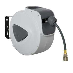 Durhand Avvolgitubo Automatico con Attacco Ø1/4'', Pressione Max 24 Bar, Montaggio a Parete e Ruotabile di 180°, Grigio   Aosom Italy