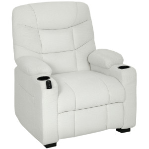 Homcom Poltrona Relax Elettrica Reclinabile 150° con Poggiapiedi, Funzione Memory, Telecomando, in Velluto, Crema   Aosom Italy