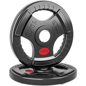 Sportnow Set di Dischi Pesi 2x10 kg con Foro da 5 cm e 3 Impugnature, Acciaio con Rivestimento in Plastica, Nero   Aosom Italy