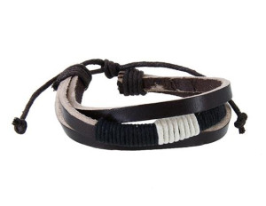 Faux Leather Bracelet Brown White