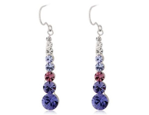 Vertical Bar Earrings With Yellow Crystal