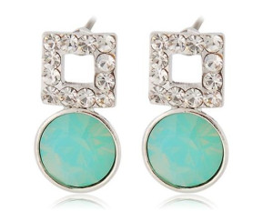 18K Green Round Earrings