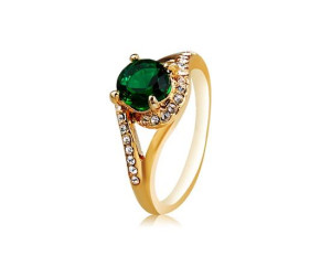Neoglory Green Crystal Decorated Ring