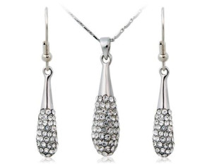 Teardrop Pendant Necklace Earring Set