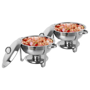2pcs ZOKOP 5Qt Stainless Steel Round Buffet Stove Sliver