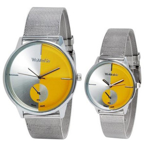 WOMAGE 654 Analog Couple Watches Yellow