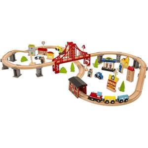 70PCS Wooden Train Set Kids Learning Toy