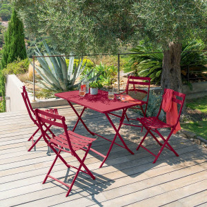 Table de jardin pliante rectangulaire GREENSBORO Groseille 4 places - Acier traité époxy, Traitement antirouille renforcé Hespéride