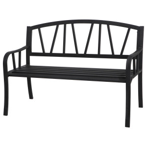 Banc de jardin ALVERNIA Noir 3 places - Acier traité époxy, Traitement antirouille renforcé Hespéride