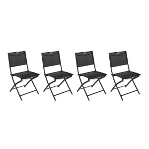 Lot de 4 chaises jardin pliantes MODULA Anthracite   Graphite Acier traité époxy, Texaline Hespéride