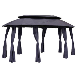 Rideaux pour tonnelle MALDIVES Ardoise 5 x 3 m - Polyester Hespéride