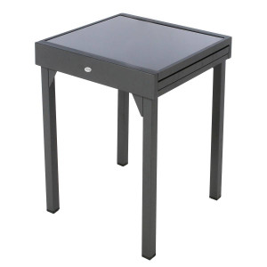 Table de jardin extensible PIAZZA Graphite 8 places - Aluminium traité époxy, Verre trempé Hespéride