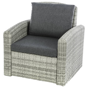 Fauteuil de salon jardin POLYNÉSIA Havane Aluminium traité époxy, Résine tressée synthétique, Polyester Hespéride