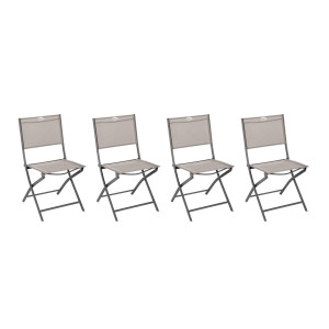 Lot de 4 chaises jardin pliantes MODULA Noisette   Tonka Acier traité époxy, Texaline Hespéride