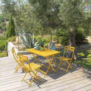 Table de jardin pliante rectangulaire GREENSBORO Jaune moutarde 4 places - Acier traité époxy, Traitement antirouille renforcé Hespéride
