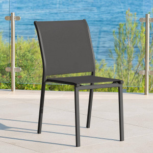 Chaise de jardin empilable ESSENTIA Anthracite   Graphite Aluminium traité époxy, Texaline Hespéride