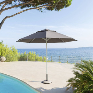 Parasol droit rond télescopique EASYO Ardoise 3,3 m - Aluminium traité époxy, Polyester Hespéride