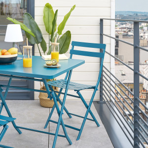Chaise de jardin pliante GREENSBORO Bleu canard Acier traité époxy, Traitement antirouille renforcé Hespéride