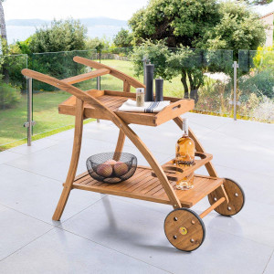 Desserte de jardin 2 étages TIWI Acacia roues - certifié FSC® Hespéride