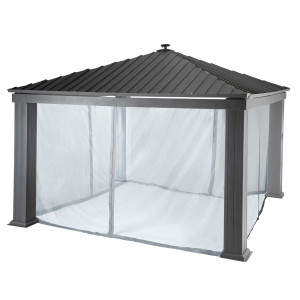 Rideaux moustiquaire pour tonnelle PATIA Ardoise 4 x m - Polyester Hespéride