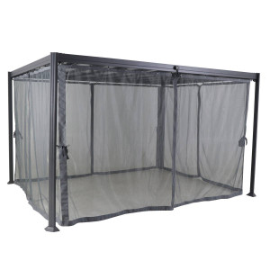 Moustiquaire pour pergola BELIZE Ardoise 3 x 3,8 m - L. 330 H. 215 cm Polyester Hespéride
