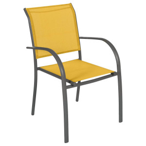 Fauteuil de jardin empilable PIAZZA Jaune moutarde   Graphite Aluminium traité époxy, Texaline Hespéride