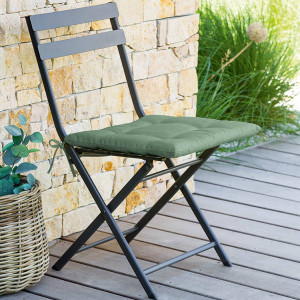 Galette de chaise carrée 4 points KORAI Vert olive 40 x cm - Polyester Hespéride