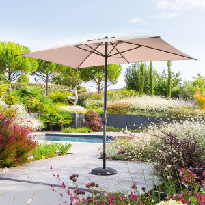 Parasol droit rectangulaire inclinable LOOMPA Taupe 3 x 2 m - Aluminium, Polyester Hespéride