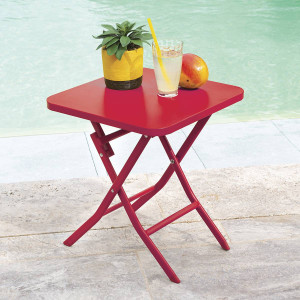 Table d'appoint de jardin carré GREENSBORO Groseille 40 x cm - Acier, Traitement anti-rouille renforcé Hespéride