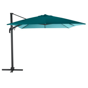 Parasol déporté rectangulaire inclinable ÉLÉA Bleu canard 4 x 3 m - Aluminium, Polyester Hespéride