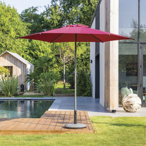 Parasol droit rond inclinable SOYA Bordeaux 2,7 m - Acier, Polyester Hespéride