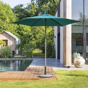 Parasol droit rond inclinable SOYA Bleu canard 2,7 m - Acier, Polyester Hespéride