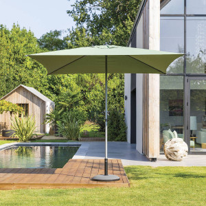 Parasol droit carré SOYA Vert Olive 2,5 x m - Acier, Polyester Hespéride